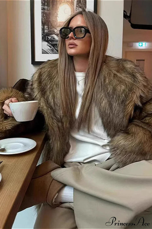 Faux Fur Lapel Warm Winter Coat