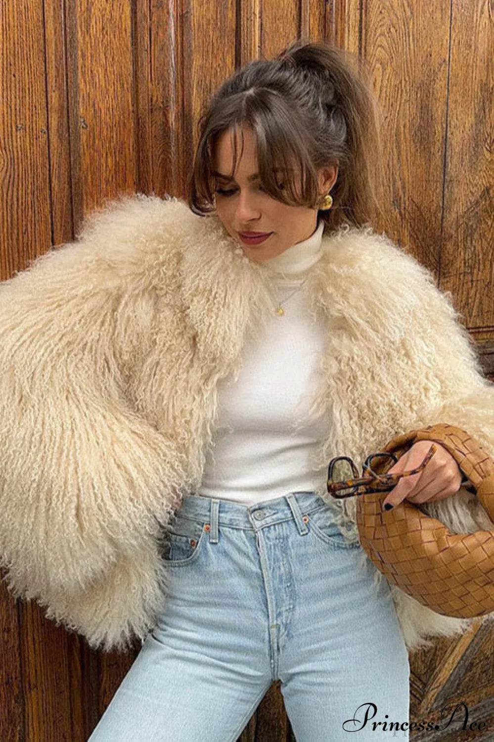 Faux Fur Shearling Short Cardigan Jacket Coat