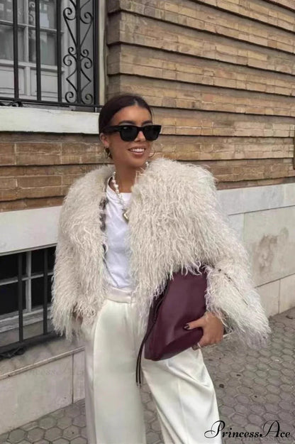 Faux Fur Short Warm Long-Sleeve Street Coat