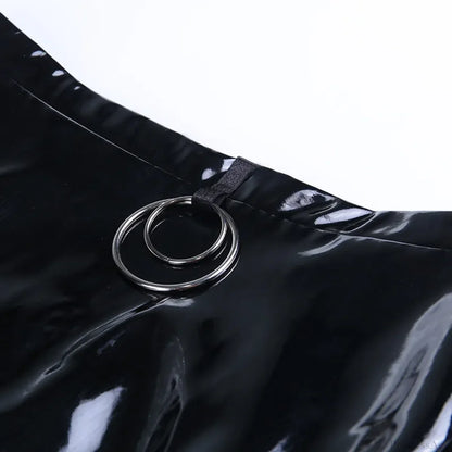 Faux Leather Hollow Out Skirt