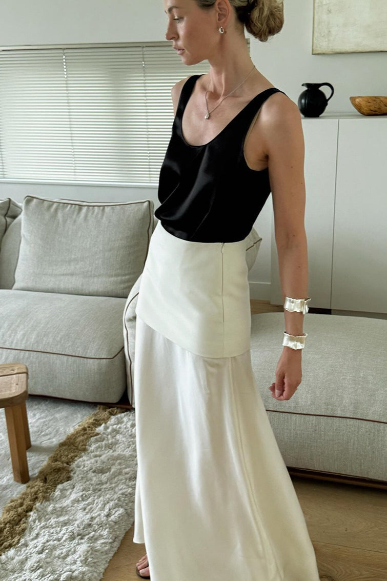 Vintage Satin High-Waist Maxi Skirt