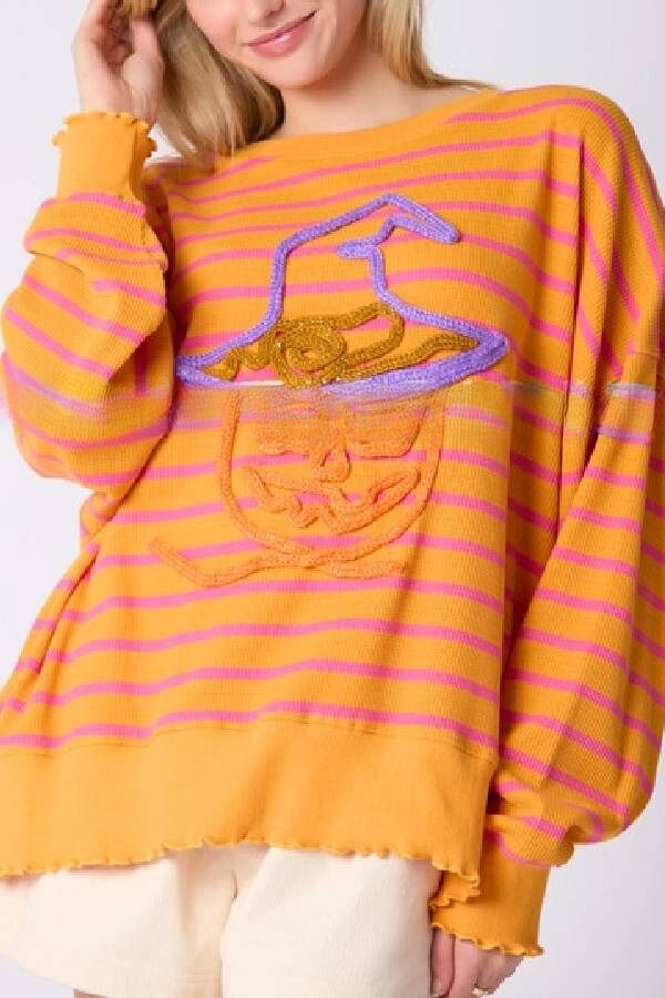 Halloween Ghost Embroidered Sweater Loose Casual Top