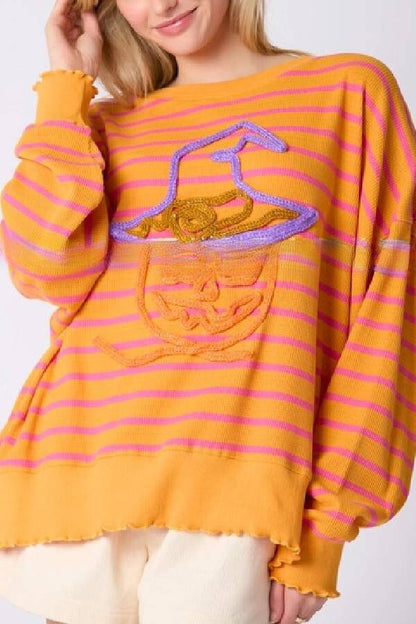 Halloween Ghost Embroidered Sweater Loose Casual Top