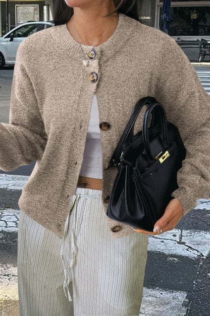 Minimalist Button Long Sleeve Cardigan