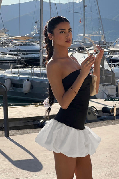 Fall Chic Elegant Strapless Peplum Mini Party Dress