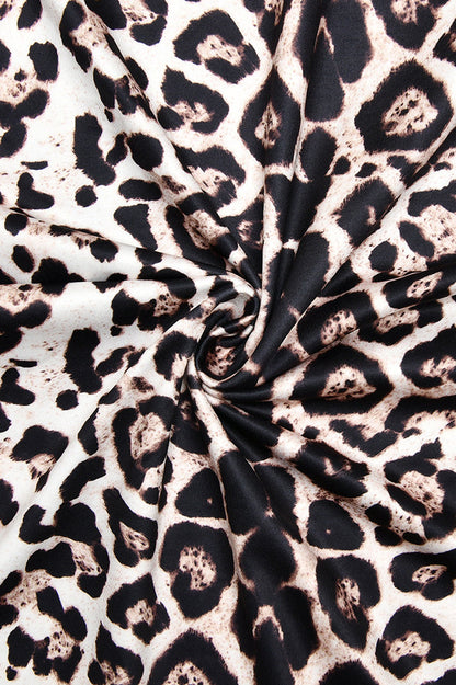 Elegant Leopard Mock Neck Bodycon Maxi Dress