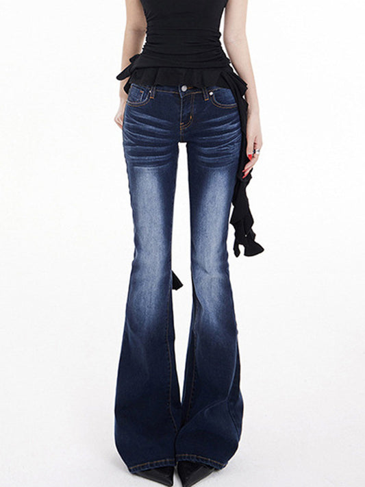 Vintage Washed Slim Fit Flare Jeans
