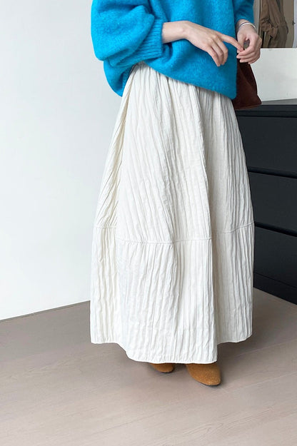 Vintage Quilted Cotton Puffer Midi Skirt