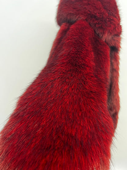 Burgundy Hooded Faux Fur Jacket For Women 2026