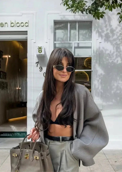 Minimalist V-Neck Woolen Coat