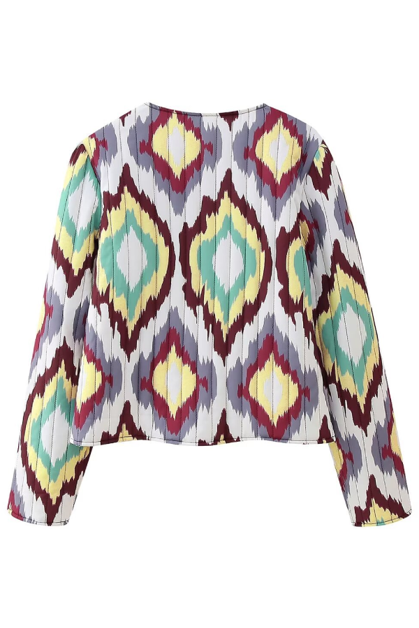 Printed Single-Breasted Cotton Jacket + Casual Trousers Set