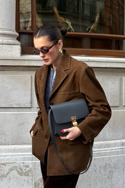 Casual Suede Finish Longline Jacket