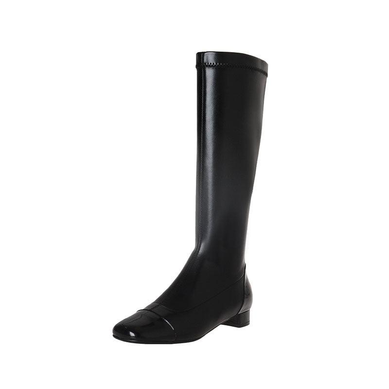 Colorblock Low Heel Dongdaemun Casual All-match Square Toe Boots Women