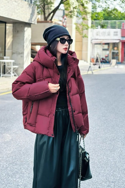 Cropped Oversized Duck Fill Puffer Jacket