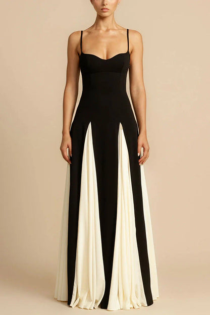 Eternal elegant stitching black and white tulle wavy dress