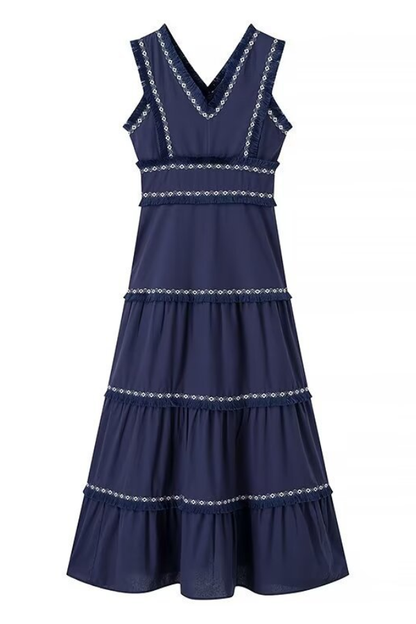 Temperamental and Mature V-neck Tassel Dress