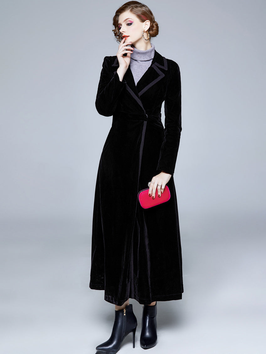 Women's Wrap Coat Turndown Collar Retro Burgundy Winter Outerwear