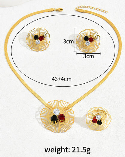 Zirconia Flower Jewelry Set