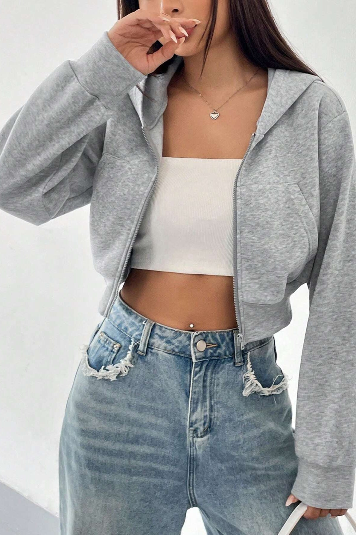 Short Zip Up Hoodie Coat