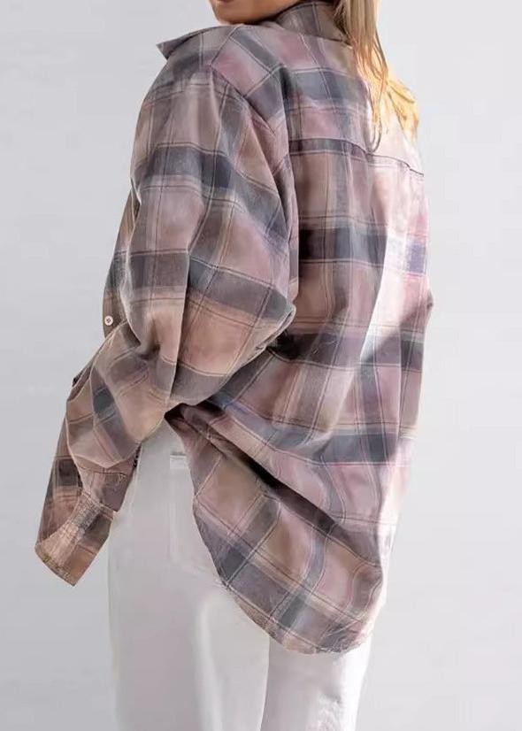 Relaxed Fit Plaid Long Sleeve Shirt – Casual Women's Coat