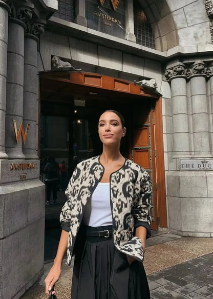 Modern French-Style Printed Cotton Jacket