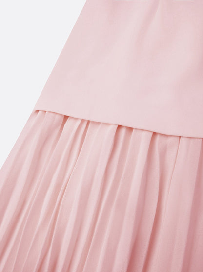 Women's Sleeveless Maxi Dress with Flowing Pleats – Elegant Bridesmaid Gown