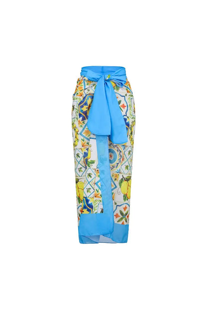 Lemon Print Backless One Piece Swimsuit Set