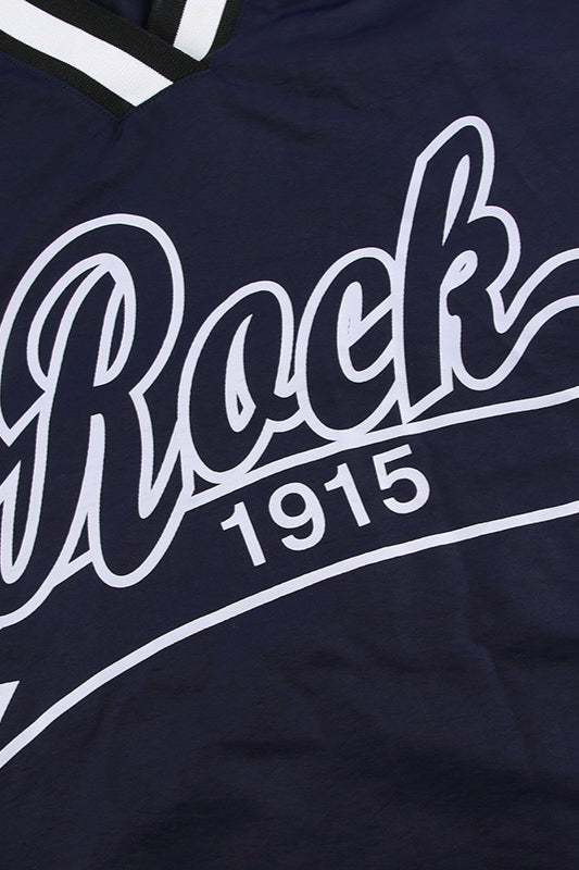 Loose Fit Sports Knit V Neck Sweatshirt