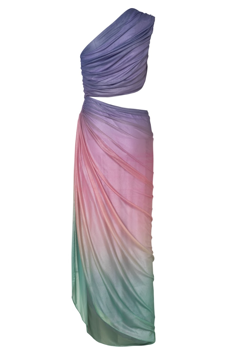 Yvonne One Shoulder Draped Cutout Maxi Dress