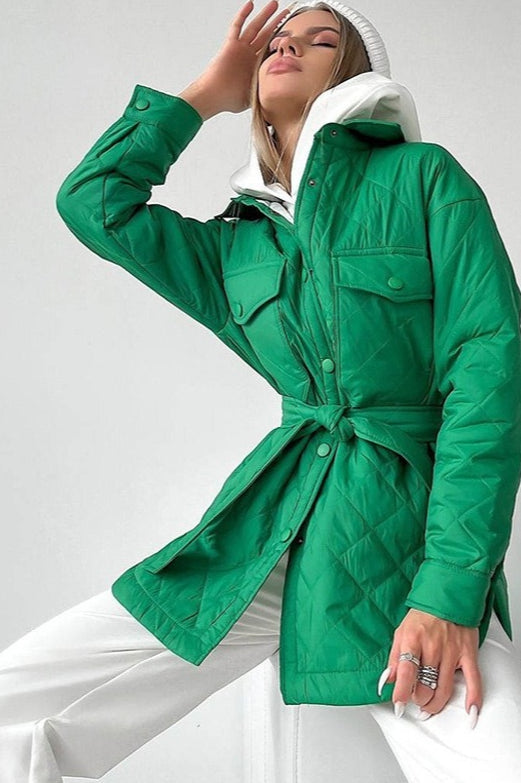 Oversized Longline Diamond Quilted Puffer Jacket