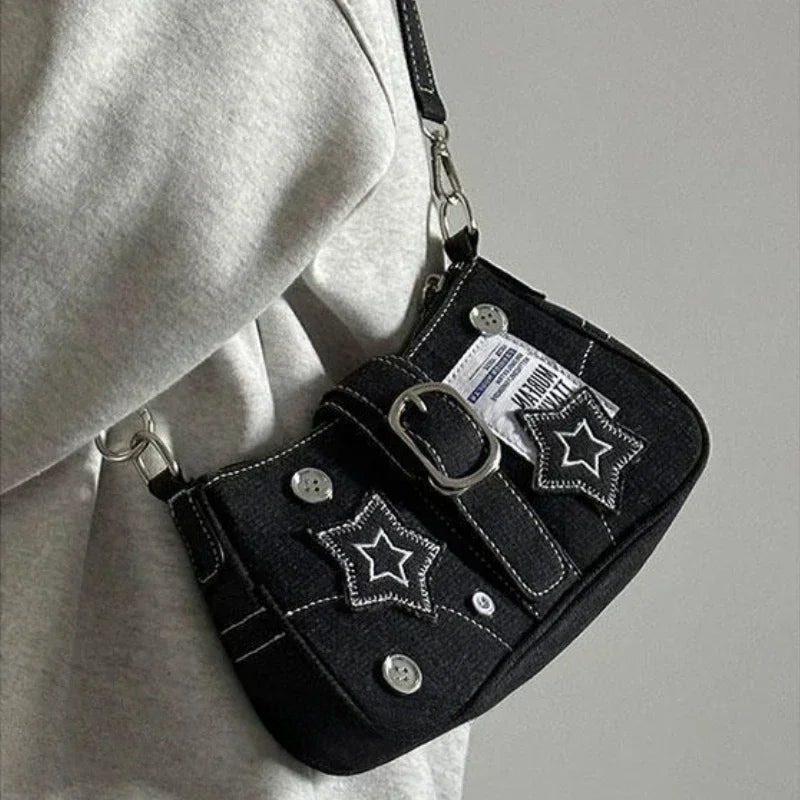 Canvas Stars Pattern Y2K Crossbody