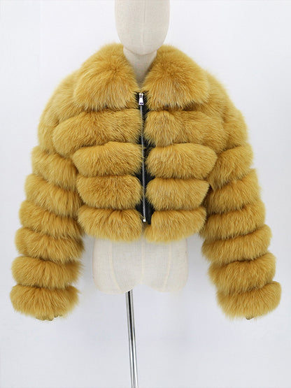 Plush Faux Fur Coat Turndown Collar Winter Short Jacket For Women 2026