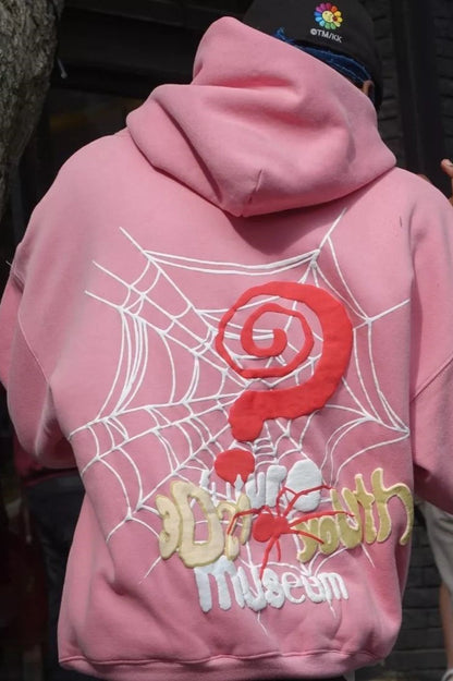 Loose Hip-hop Spider Web Print Hoodie