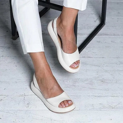 Women's Open-Toe Comfort Sandals – Synthetic Leather Summer Slides