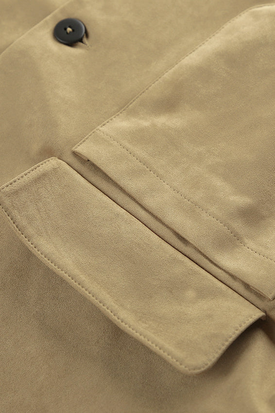 Lapel Faux Suede Short Coat