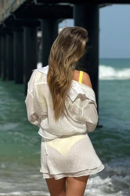 Casual Beach Shirt Cover Skirt Set