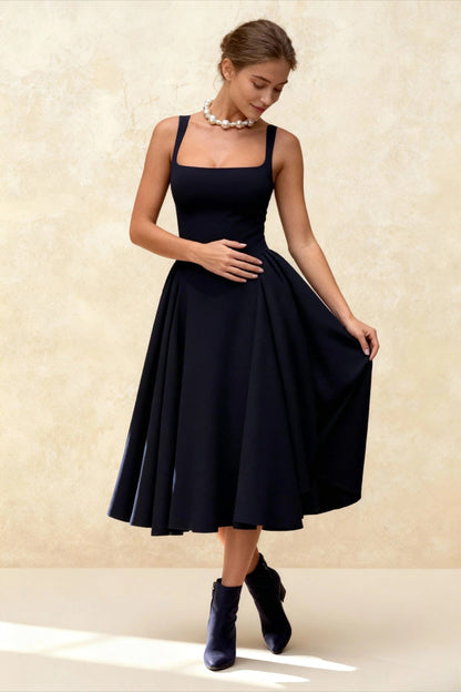 Backless Square Neck Fitted Party Dress