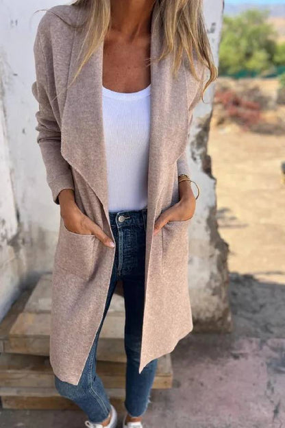 Versatile mid-length cardigan jacket