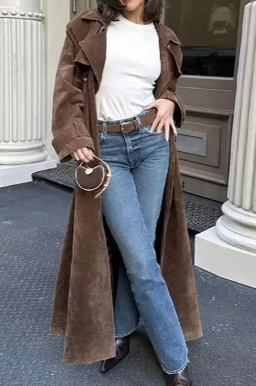 Vintage Brown Belted Long Coat