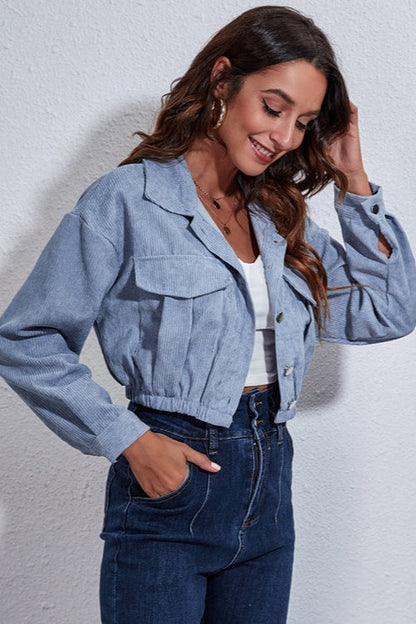 Cinched Waist Corduroy Jacket