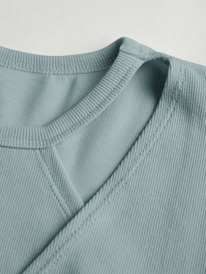 Cutout Irregular Neckline Long Sleeve Tee
