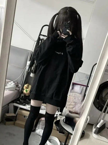 Black Cat Drawstring Sweatshirt