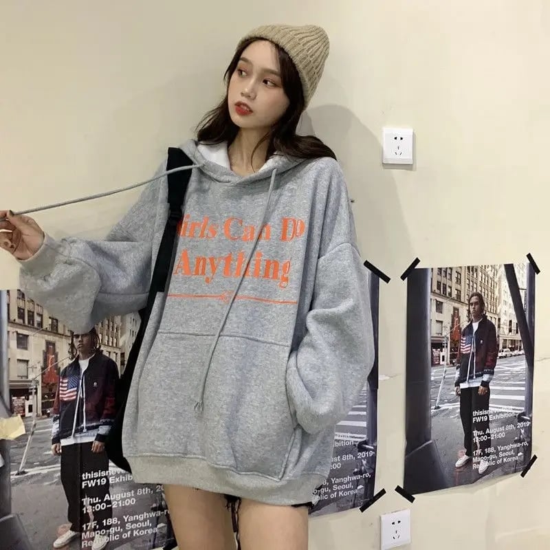 Girls Letter Print Oversized Hoodie