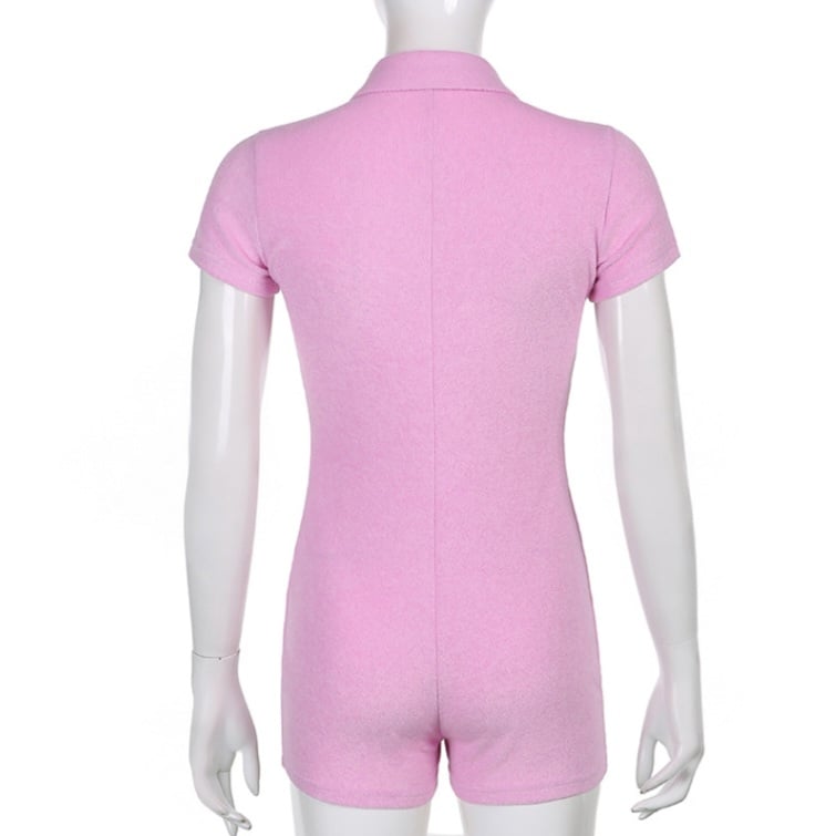 Pink Button Up Romper