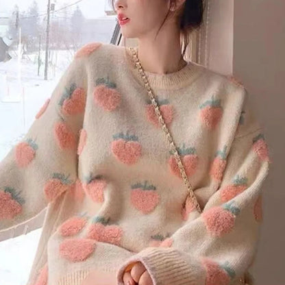 Peach Print Soft Sweater