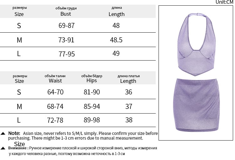 2PCS Purple Shimmer V Neck Dress
