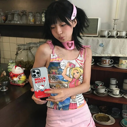 Anime Colorful Print Tank Top