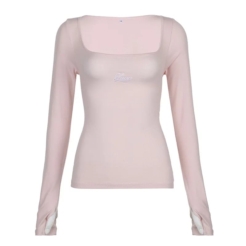 Pink Ribbon Bow Long Sleeve Shirt
