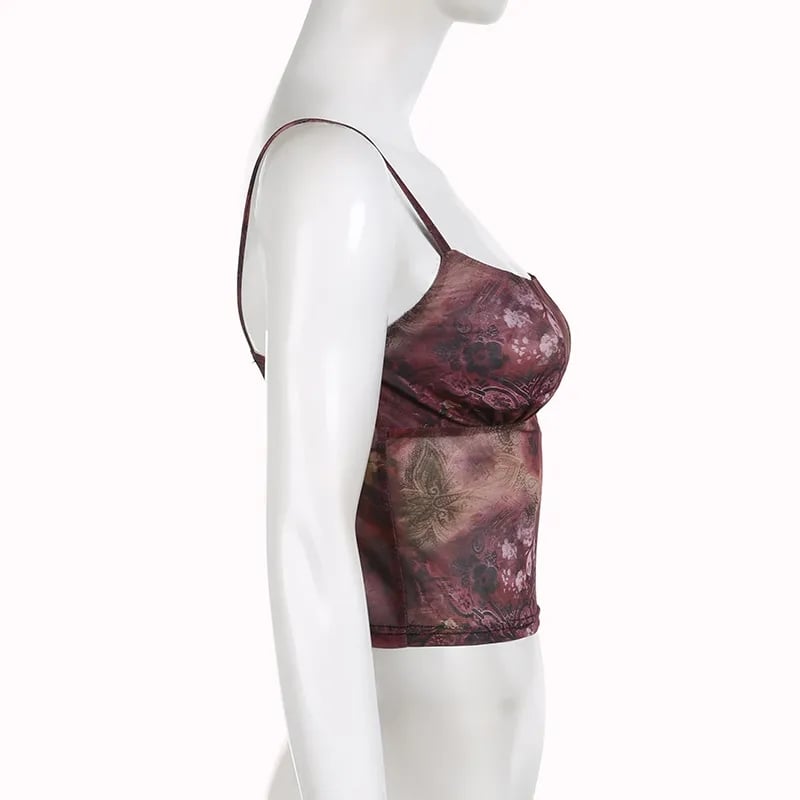 Grunge Floral Print Crop Top