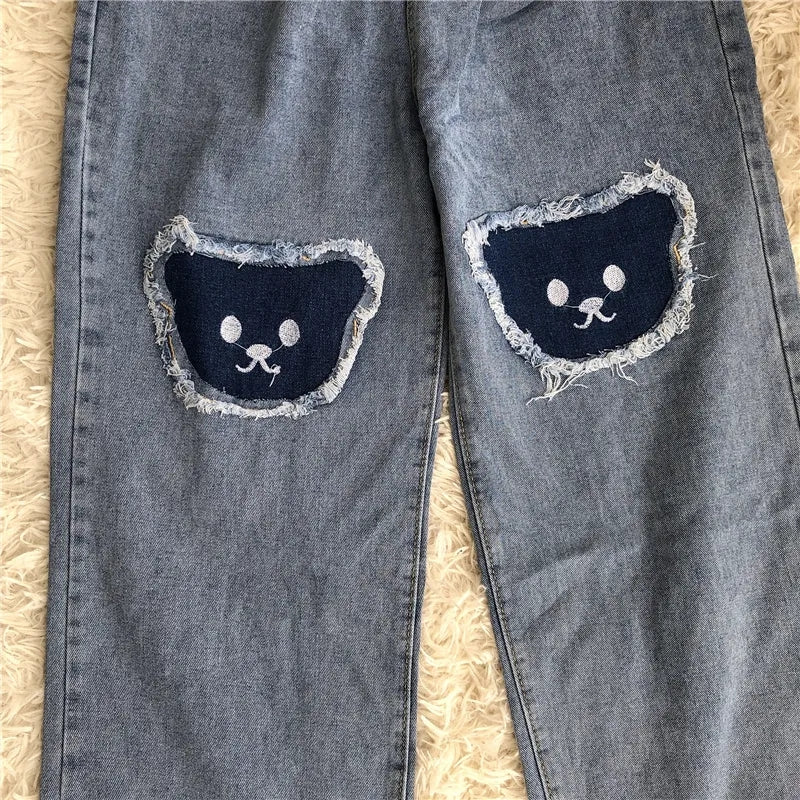 Bear Baggy High Waist Trousers
